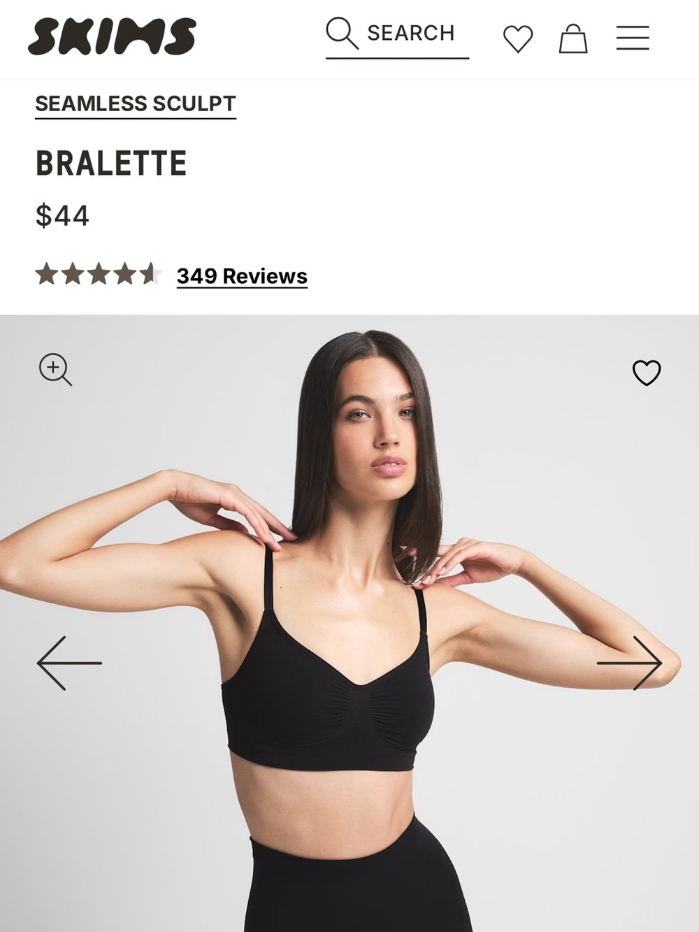 Skims Seamless Sculpt Bra bralette black shapewear shape wear